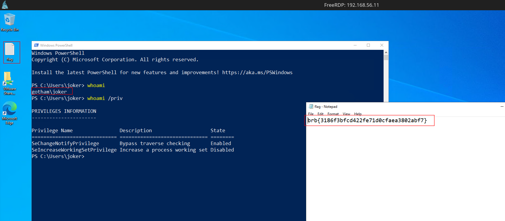 xfreerdp desktop session as joker on SRV01