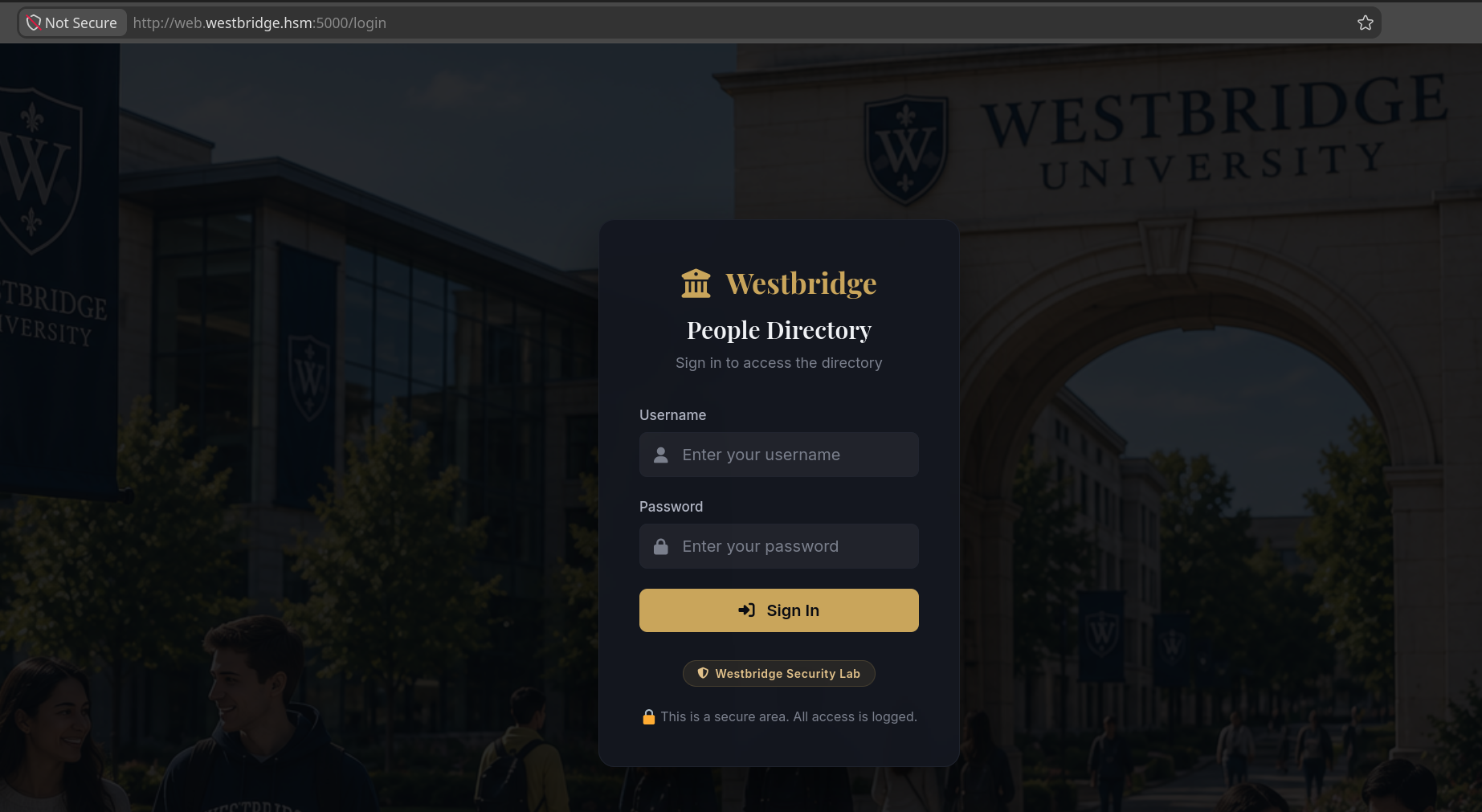 People Directory login page